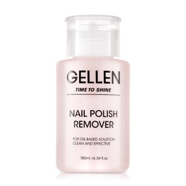 Gellen Nail Polish Remover, Non Acetone Nail Polish Remover for Regular Nail Polishes, Rose Scent Healthy Nail Polish Remover with Easy Push-down Pump, 6.34 Fl Oz