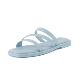 CUSHIONAIRE TREAT - Sandalias de deporte para mujer con espuma viscoelástica, anchos disponibles, Azul bebé, 11 Wide