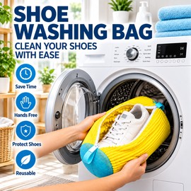 Shoe Washing Machine Bag for Sneakers – Reusable Zippered Laundry Bag with Soft Cleaning Fibers for Easy Shoe Care at Home