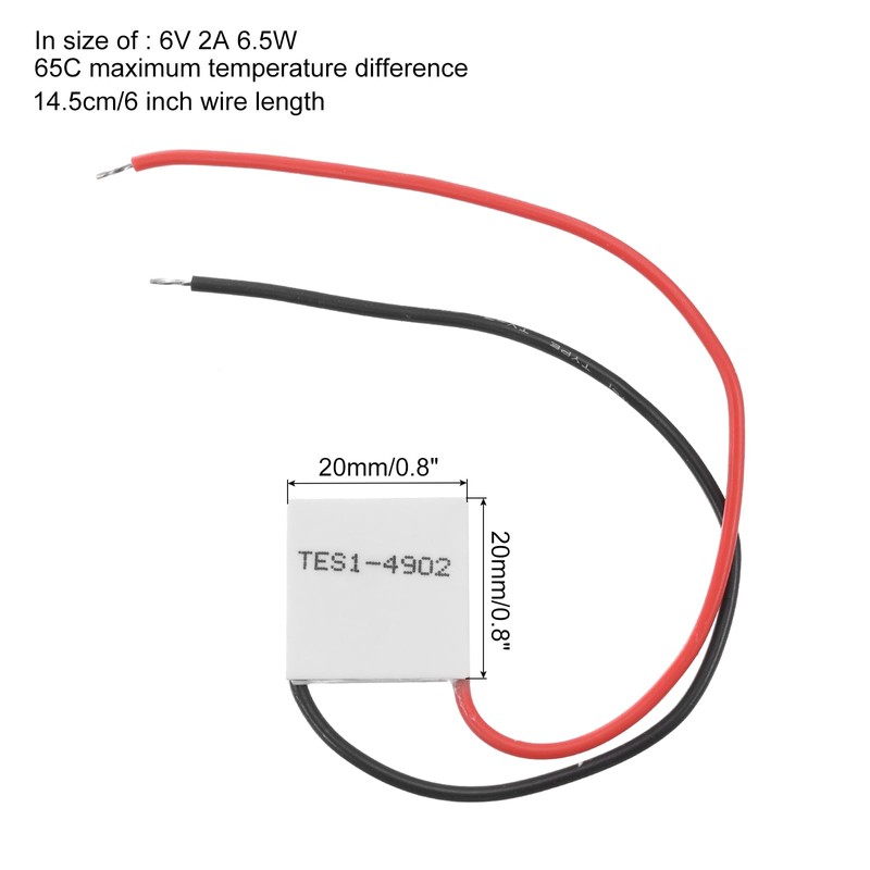 sourcing map TES1-4902 Semiconductor Refrigeration Tablets 6V 2A 6.5W Heatsink