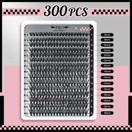 PRO DIY Lash Extension Kit 300 Pcs Lash Clusters D Curl, Mix Eyelash Clusters Individual Lashes Kit Lash Bond And Seal Lash Remover Eyelash Brush Lash Tweezer Self Apply At Home(30D-9-18mix Kit)