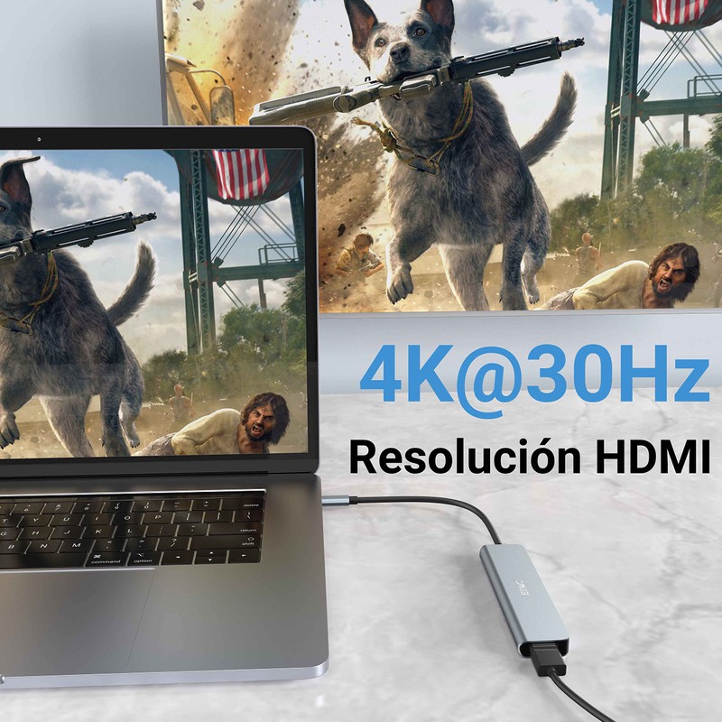 JESWO USB C HUB, 6 en 1 Adaptador Multipuerto USB