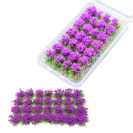 Cayway Pack of 28 Flower Grass Tufts Sand Table Set, Purple Trees Model Building, Terrain Model Kit for Miniature Landscapes, Sand Table Theme Models, Landscape Model, Garden