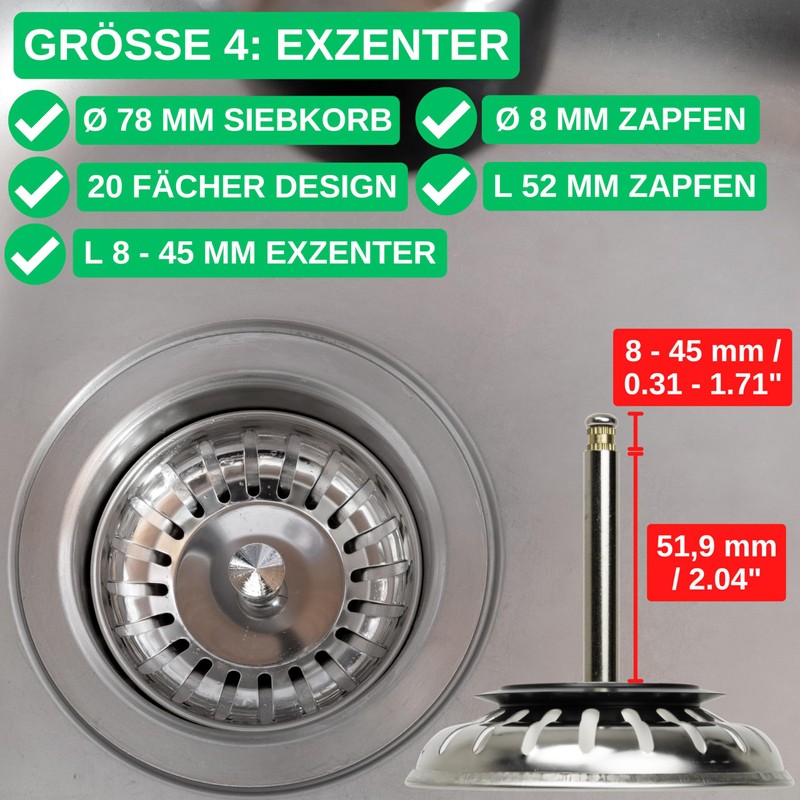 Sink Strainer Basket, 1 Pack, Diameter 78 mm Strainer Basket,