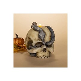 Gerson 2619880 Skull and Snake LED Flameless Candle, 6.1-inch Height
