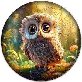 Aeekdook Wooden Puzzles for Kids Ages 4-8, Cute Owl Puzzle, Unique Animal Shaped Wooden Jigsaw Puzzles for Kids, 50 Pieces Puzzles for Kids(50pcs,11.4 * 11.4in)