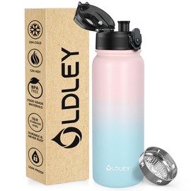 OLDLEY 600 ml/20 oz Stainless Steel Water Bottle, Double-Walled Vacuum Bottle, Keeps Drinks Hot and Cold, Leak-Proof, BPA-Free, Metal Insulated Water Bottle for Sports, Work, Outdoor,