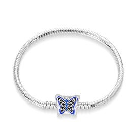 MICOO 925 Sterling Silver Snake Chain Butterfly Charms Bracelet, Evil Eye Bracelet with 5A Cubic Zirconia Bracelets for Women Birthday Gifts