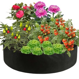 Feitore Fabric Raised Planting Bed, 50 Gallon Round Fabric Raised Garden Beds, Durable Breathable Felt Garden Containers for Vegetables Herbs Plants Outdoor Gardening