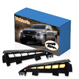Vektoris LED Front Bumper Wheel Arch Side Marker Lights for Toyota Tacoma 2024 2025 2026 SR SR5, Upgraded Trim with White Daytime Running Light DRL/Amber Sequential Turn Signal Lamp