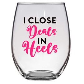I Close Deals in Heels 21 Oz Wine Glass, Realtor, Sales, Saleswoman, Funny Wine Glass