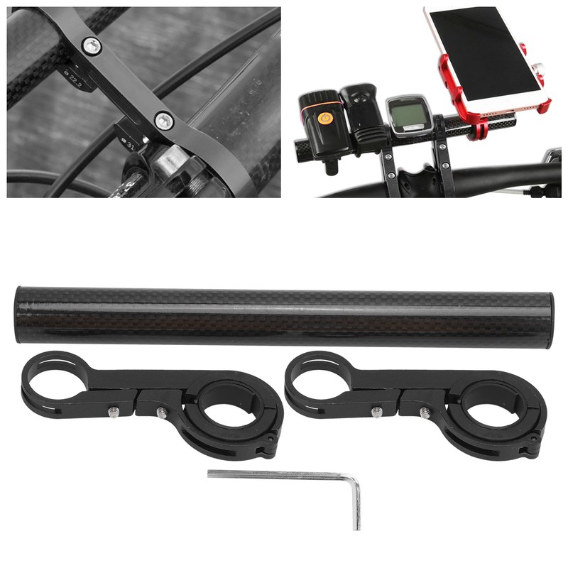 20CM Carbon Tube Bicycle Handlebar Extender Bracket Mount Bike Headlight