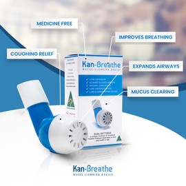 KAN-BREATHE Natural Lung Exerciser & Mucus Removal Device - Naturally Clear Mucus From Airways & Improve Lung Capacity With This Opep Respiratory Breathing Exercise Device - Made in Australia – Blue
