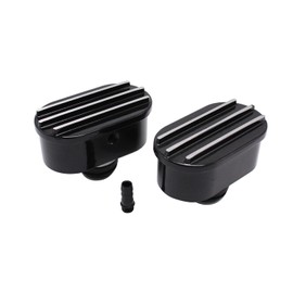 3 PCS/SET SHLPDFM Black Aluminum breather & PCV valve Kit Finned Black Painted Oval Air PCV Breather Combo Valve Cover Fits for Chevy Ford Mopar SBC BBC 350
