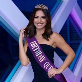 CIEHER Purple 2 - Ab Rhinestones Birthday Crown & Sash Set, Purple Tiara & Sash for Women & Girls