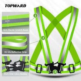 Topward Reflective Vest Running Gear 2Pack, High Visibility Safety Vest with Storage Bag for Outdoor Night Running, Cycling, Jogging and Dog Walking - Adjustable, Lightweight - Fits Men Women Kids