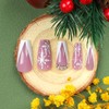 Christmas Press on Nails Coffin Long Length, 24Pcs French Artificial