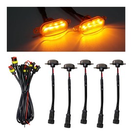 KVAEY 5PCS Car LED Grille Lights, Waterproof Bumper Trim Lamp Front Grill Light with Wiring Harness, LED Running Light for 2004-2019 F150 F250 F350 Raptor 2013-2018 Ram-1500 Grille (Black&Yellow)