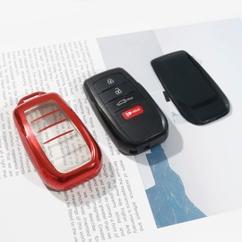 REMOCH for Toyota Key Fob Cover for 2025 Camry 2020-2025 Rav4 2019-2025 Land Cruiser Key Shell Case for 2021-2025 Sienna Venza Hilux Grand Highlander Tundra Corolla bZ4X Prius (1PC, Transparent Red)