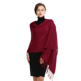 RIIQIICHY Scarfs for Women Winter Dark Red Pashmina Shawls and Wraps for Evening Dresses Warm Large Scarves Wedding Shawl