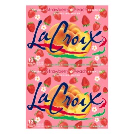 Lacroix Sparkling Water, Strawberry Peach, 12 Fl Oz, 24-Count