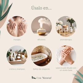 Uva Natural - Aceite Esencial de Gardenia 100% Natural 10 ml | Aromaterapia, uso en difusor, masajes relajantes, grado terapéutico, ideal para crear ambientes de bienestar y relajación.