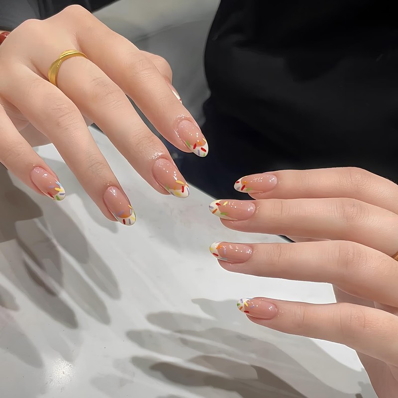 [NEURAD]ネイルチップ 30枚入パステルカラー ニューフレンチ付け爪 夏向けショートネイル 人気 和風 かわいい 成人式 入学式 卒業式