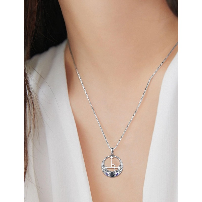 AEONSLOVE Goddess Lilith Necklace 925 for Women, Triple Moon Goddess