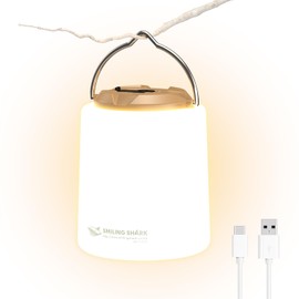 Smiling Shark LED Campinglampe, Camping Laterne Wiederaufladbare Mini & Portable Einstellbares Warmlicht 3 Lichtmodi für Erwachsene Kinder Angeln Camping Notfall Stromausfall, LED-Camping-Laterne-Mini