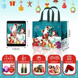 WLUSEAXI 8 Pack Large Christmas Gift Bags with 24 Christmas Gift Tags,Reusable Christmas Tote Bags with Handles,12.6"x9.8"x6.7" Christmas Bags for Gifts Wrapping for Xmas Holiday Party Favor