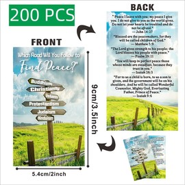 Kerosly 200 Pcs “Find Peace” Gospel Tract Cards – Double-Sided Bible Verse Postcards with Scenic Road Sign Design, Christian Evangelism Scripture Cards for Faith Outreach & Church Gifts