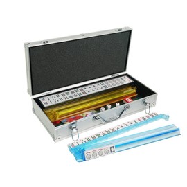 NEW! - American Mahjong Set - 166 White Tiles (All-in-One Rack/Pushers), Silver Aluminum Case - Large Classic Mah Jongg Game Set