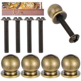 JJUNW Pack of 4 Mini Drawer Knobs, Vintage Round Cabinet Knobs with Screws Mini Cabinet Knobs for Mini Furniture Drawer Jewellery Box (Bronze)