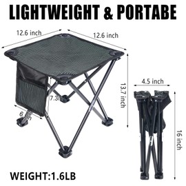 Tevaibo 2 Pack Camping Stool Portable, 13.7 Inch Folding Stool for Outdoor Gardening, Fishing, BBQ, Hiking with Carry Bag(400 LBS Capacity)