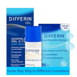 Gel de Tratamiento para el Acné Differin y Juego de Parches Differin: 36 Parches Potentes, 18 parches grandes y 18 pequeños para piel propensa al acné y tratamiento retinoide de 30 días con bomba de