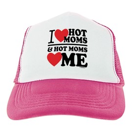 I Heart Hot Moms Gifts for Men I Heart Hot Moms and Hot Moms Love Me 2-Pack Trucker Hats Pink