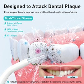 COSLUS Water Dental Flosser Teeth Pick: Portable Cordless Oral Irrigator 300ML Rechargeable Travel Irrigation Cleaner IPX7 Waterproof Electric Flossing Machine for Teeth Cleaning C20(F5020E) White