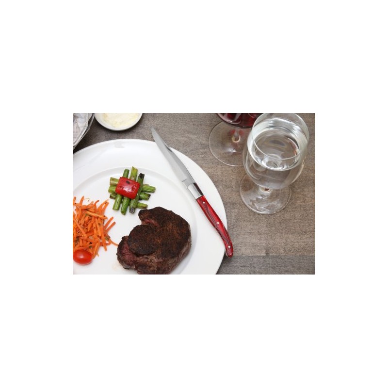 Fortessa Provencal Serrated Steak Knife, 9.25-Inch, Red Handle, Set of