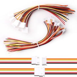 VISSQH 10 Pairs of JST Connectors, JST 2.54 XH 5 Pin Male and Female Connectors, with 150 mm 26AWG Cable, Mini Micro JST Female and Male