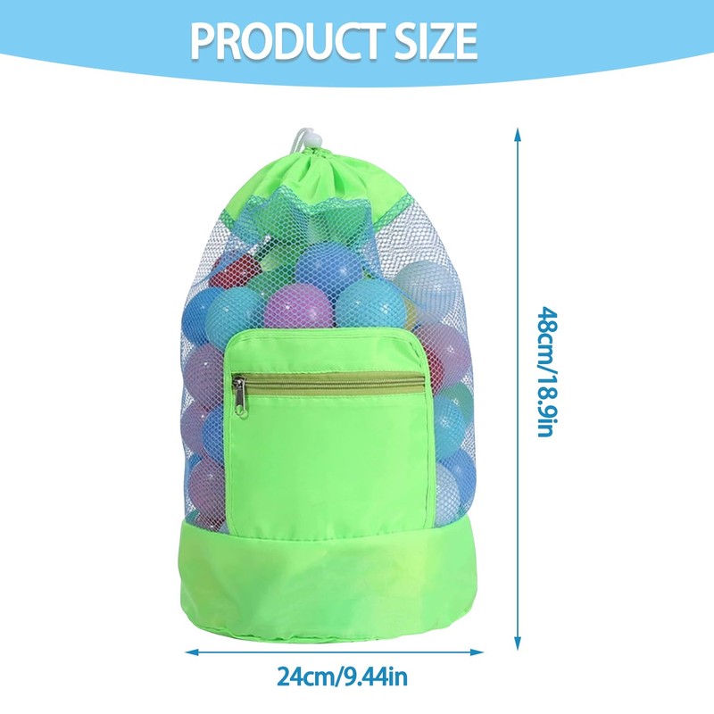 Yharnamite Beach Toy Backpacks, Foldable Mesh Drawstring Backpack Portable Large