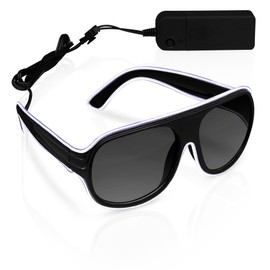 Light Up Sunglasses Aviator White EL Wire Neon LED Flashing Glasses Shades