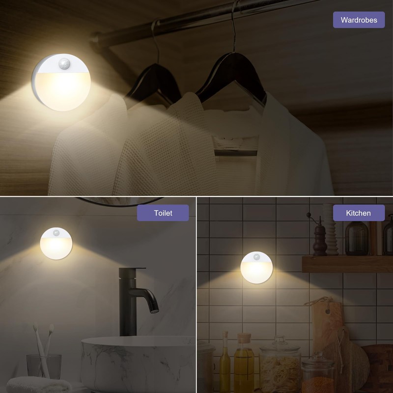 OQIMAX Motion Sensor Light, Battey Powered Under Cabinet Lights, Double