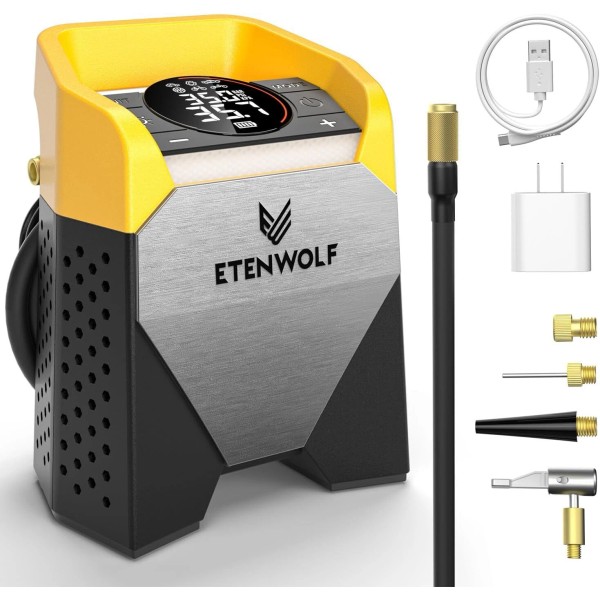 ETENWOLF Zephyr S5 Heavy-Duty Tire Inflator Portable Air Compressor, 160PSI
