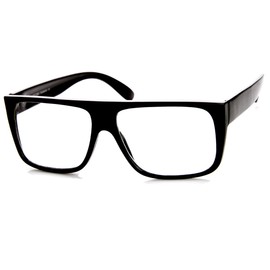 zeroUV - Classic Old School Eazy E Square Flat Top OG Loc Sunglasses (Shiny Black/Clear)