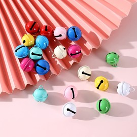 WUDQIJI 50pcs 0.9 inch (22 mm) Diameter Tin Bell Decoration Colorful Craft Bell Christmas Bell Jingle Bell Christmas Tree Ornament Christmas Bell Handcraft Party Decoration Amulet (10 Colors)