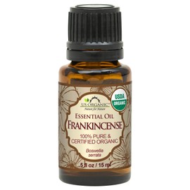 US Organic 100% Pure Frankincense Essential Oil, USDA Certified Organic, Steam Distilled, Boswellia serrata, Sourced from India, Topically or in Diffuser, Perfect for Aging or All Skin Type (15 ml)