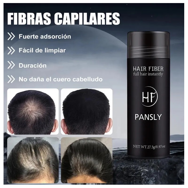 Polvo De Fibra Capilar Negro Cubre Raíz De Cabello Calvicie