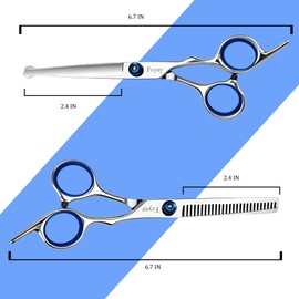 6 Inch Kids Hair Cutting Scissors Set, Fcysy Safe Rounded Tip Hair Scissors & Thinning Shears for Children, Beginner-Friendly Home Haircut Kit with Razor Comb, Hair Clips & Storage Bag for Toddlers