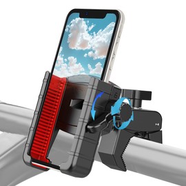 WODHMIEY Motorcycle Phone Mount, Handlebar Phone Mount Holder, Bike Phone Holder Handlebar Clamp for 4.7 to 7.2 Inches Phones, Anti Shake with Firm Grip (Red)