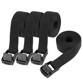 PEASUG Tie Down Straps, 4 Pcs Lashing Small Ratchet Straps with Buckles, 0.78" x 5' Adjustable Simple Cinch Cam Pull Suitable for Trucks, Cargo, Luggage Black